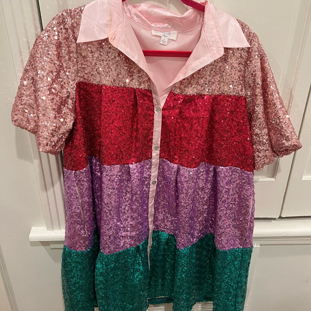 Sequin Tiered Babydoll Dress